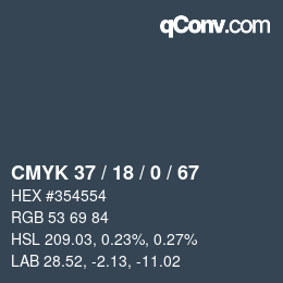 颜色代码: CMYK 37 / 18 / 0 / 67 | qconv.com