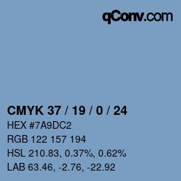 Color code: CMYK 37 / 19 / 0 / 24 | qconv.com