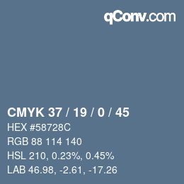 Código de color: CMYK 37 / 19 / 0 / 45 | qconv.com