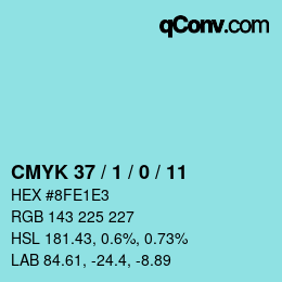 颜色代码: CMYK 37 / 1 / 0 / 11 | qconv.com
