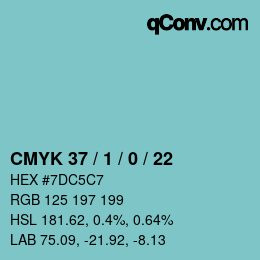 カラーコード: CMYK 37 / 1 / 0 / 22 | qconv.com