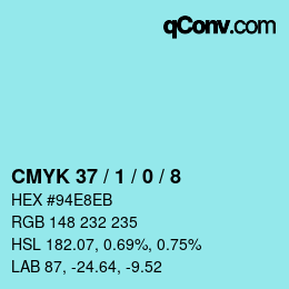 カラーコード: CMYK 37 / 1 / 0 / 8 | qconv.com