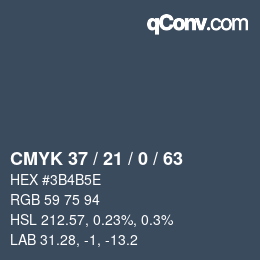 颜色代码: CMYK 37 / 21 / 0 / 63 | qconv.com