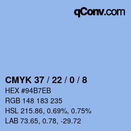 Farbcode: CMYK 37 / 22 / 0 / 8 | qconv.com
