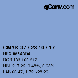 カラーコード: CMYK 37 / 23 / 0 / 17 | qconv.com