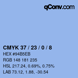 カラーコード: CMYK 37 / 23 / 0 / 8 | qconv.com