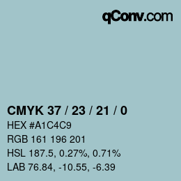 カラーコード: CMYK 37 / 23 / 21 / 0 | qconv.com