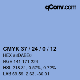 カラーコード: CMYK 37 / 24 / 0 / 12 | qconv.com