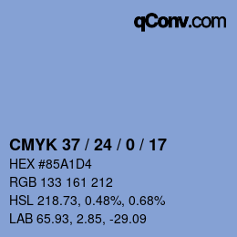 Farbcode: CMYK 37 / 24 / 0 / 17 | qconv.com