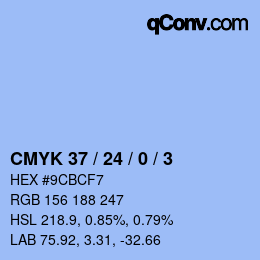 カラーコード: CMYK 37 / 24 / 0 / 3 | qconv.com