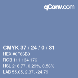 カラーコード: CMYK 37 / 24 / 0 / 31 | qconv.com