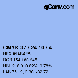 カラーコード: CMYK 37 / 24 / 0 / 4 | qconv.com