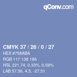 Farbcode: CMYK 37 / 26 / 0 / 27 | qconv.com