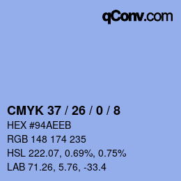 颜色代码: CMYK 37 / 26 / 0 / 8 | qconv.com