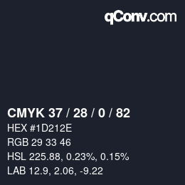 Color code: CMYK 37 / 28 / 0 / 82 | qconv.com