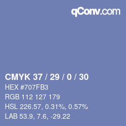 Color code: CMYK 37 / 29 / 0 / 30 | qconv.com