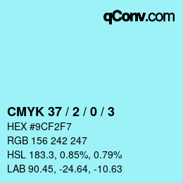 カラーコード: CMYK 37 / 2 / 0 / 3 | qconv.com