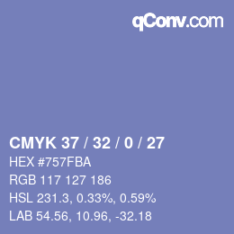 カラーコード: CMYK 37 / 32 / 0 / 27 | qconv.com