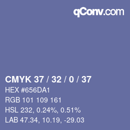 カラーコード: CMYK 37 / 32 / 0 / 37 | qconv.com
