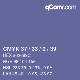 カラーコード: CMYK 37 / 33 / 0 / 39 | qconv.com