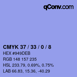 Color code: CMYK 37 / 33 / 0 / 8 | qconv.com
