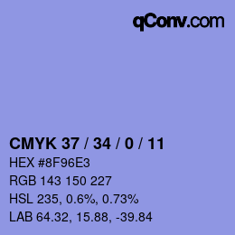 Color code: CMYK 37 / 34 / 0 / 11 | qconv.com