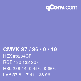 Farbcode: CMYK 37 / 36 / 0 / 19 | qconv.com