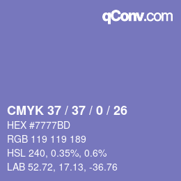 カラーコード: CMYK 37 / 37 / 0 / 26 | qconv.com