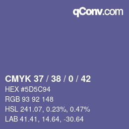 Color code: CMYK 37 / 38 / 0 / 42 | qconv.com