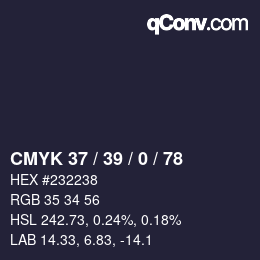 Color code: CMYK 37 / 39 / 0 / 78 | qconv.com