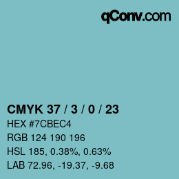 Color code: CMYK 37 / 3 / 0 / 23 | qconv.com