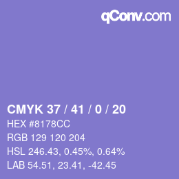 カラーコード: CMYK 37 / 41 / 0 / 20 | qconv.com