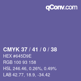 颜色代码: CMYK 37 / 41 / 0 / 38 | qconv.com