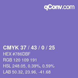 颜色代码: CMYK 37 / 43 / 0 / 25 | qconv.com