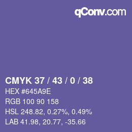 颜色代码: CMYK 37 / 43 / 0 / 38 | qconv.com
