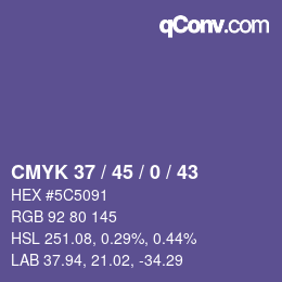 Color code: CMYK 37 / 45 / 0 / 43 | qconv.com