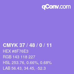 Farbcode: CMYK 37 / 48 / 0 / 11 | qconv.com