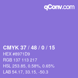 Color code: CMYK 37 / 48 / 0 / 15 | qconv.com
