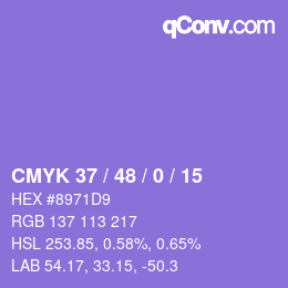 Color code: CMYK 37 / 48 / 0 / 15 | qconv.com