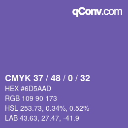 Color code: CMYK 37 / 48 / 0 / 32 | qconv.com