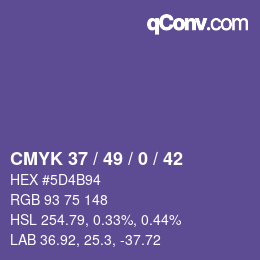 Color code: CMYK 37 / 49 / 0 / 42 | qconv.com