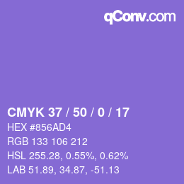 颜色代码: CMYK 37 / 50 / 0 / 17 | qconv.com