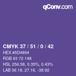 カラーコード: CMYK 37 / 51 / 0 / 42 | qconv.com