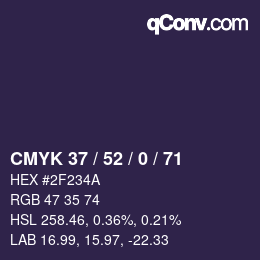 カラーコード: CMYK 37 / 52 / 0 / 71 | qconv.com