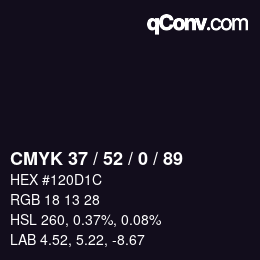 Color code: CMYK 37 / 52 / 0 / 89 | qconv.com