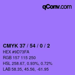 カラーコード: CMYK 37 / 54 / 0 / 2 | qconv.com