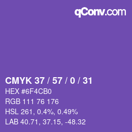 颜色代码: CMYK 37 / 57 / 0 / 31 | qconv.com