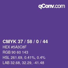 Color code: CMYK 37 / 58 / 0 / 44 | qconv.com