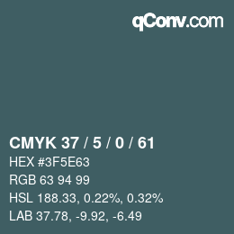 颜色代码: CMYK 37 / 5 / 0 / 61 | qconv.com