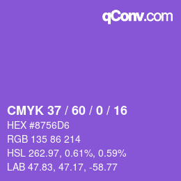 カラーコード: CMYK 37 / 60 / 0 / 16 | qconv.com